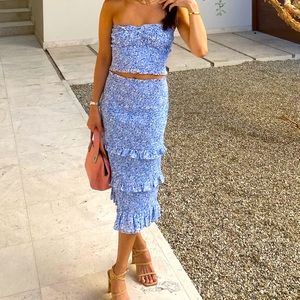 Smocked cami and midi skirt